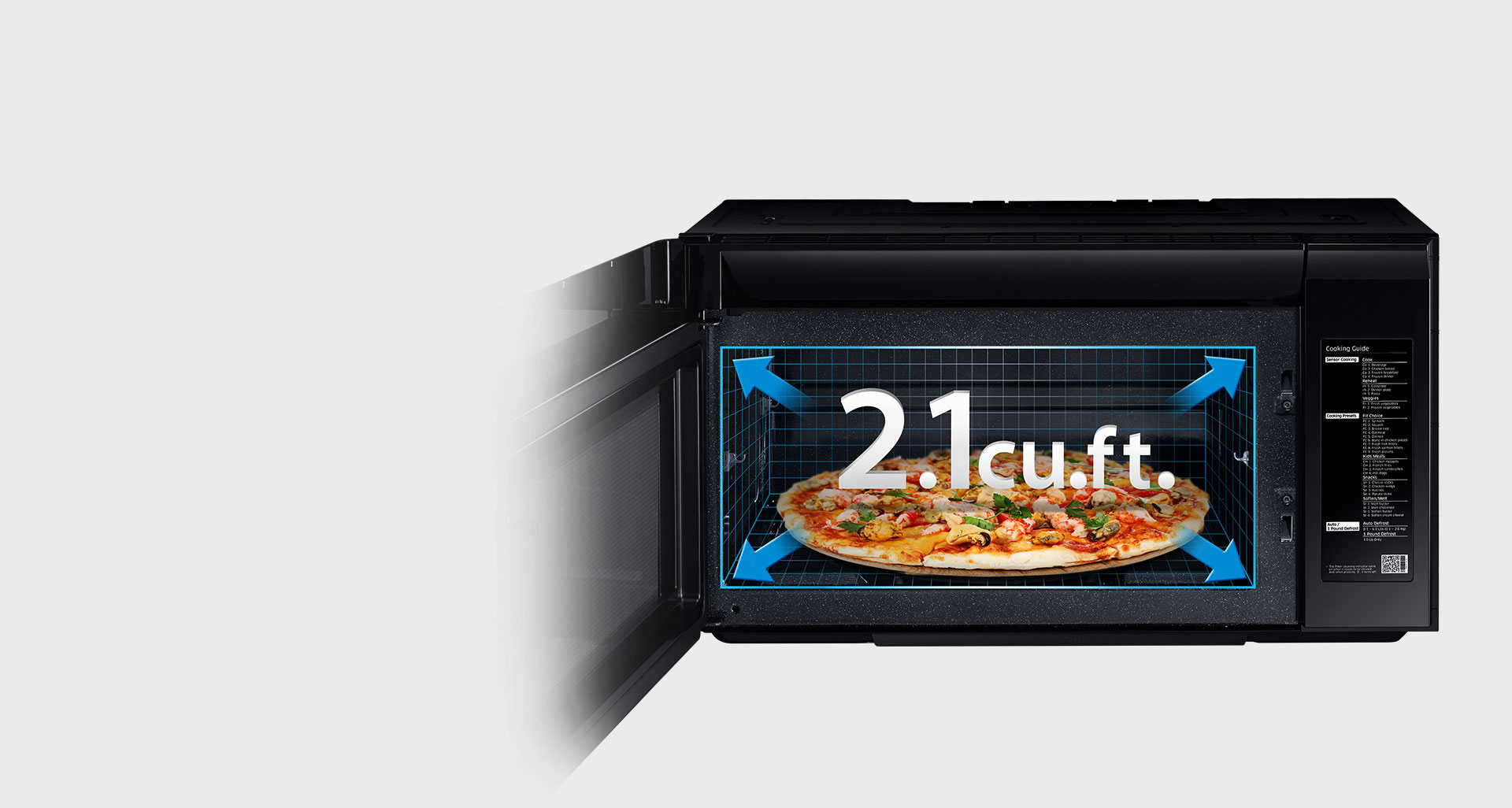 Large capacity of 2.1 cu. ft.