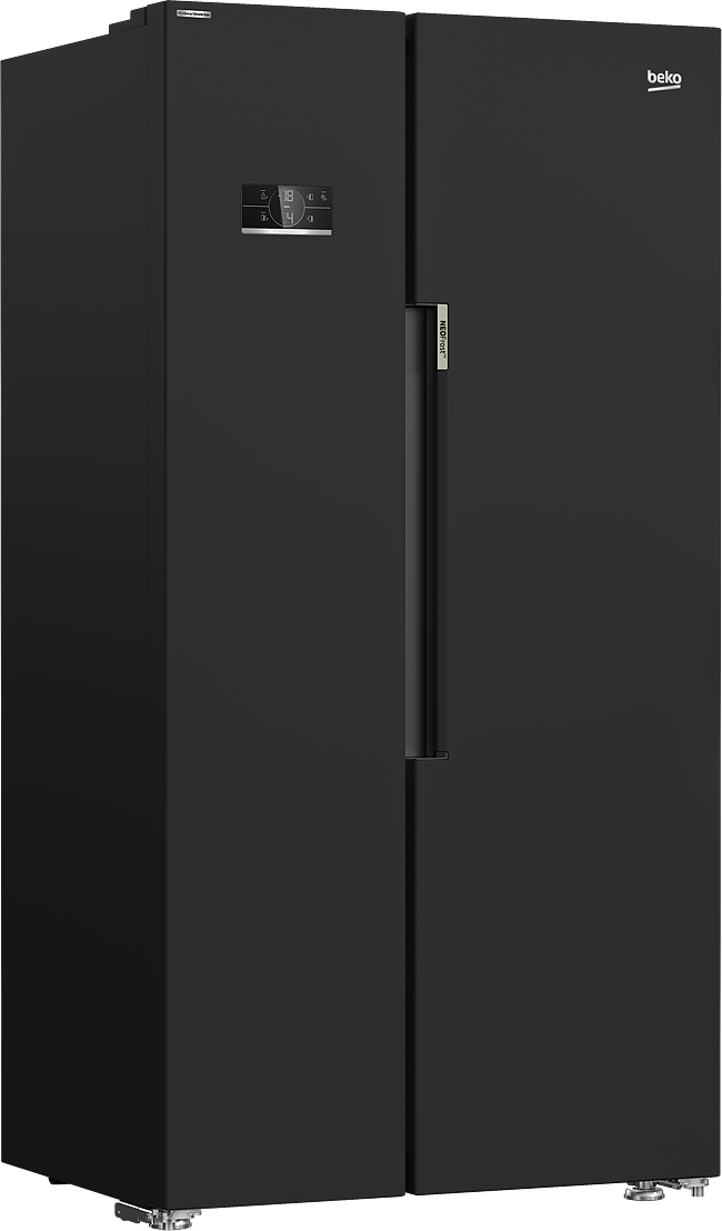 beko 588l black side by side fridge freezer asl1342b