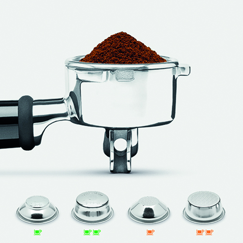 54 mm portafilter delivers full flavour with dual and single wall filters