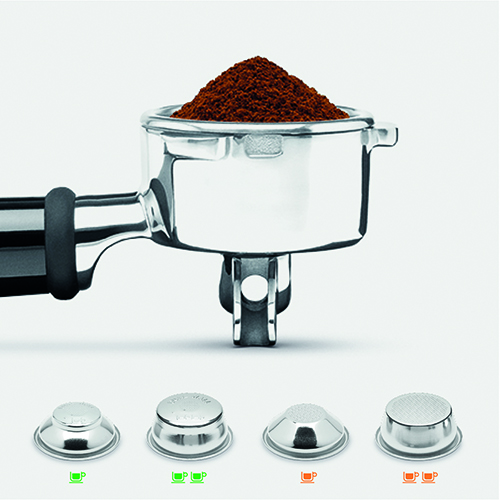 54 mm stainless steel portafilter delivers full flavour with dual and single wall filters
