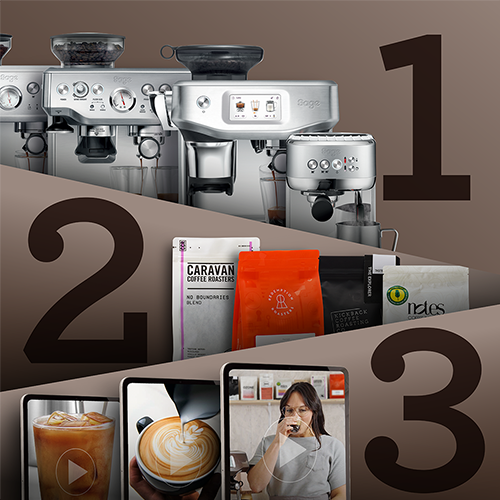 the Fast-Track Barista Pack. Enjoying true specialty coffee at home is as easy as 1, 2, 3