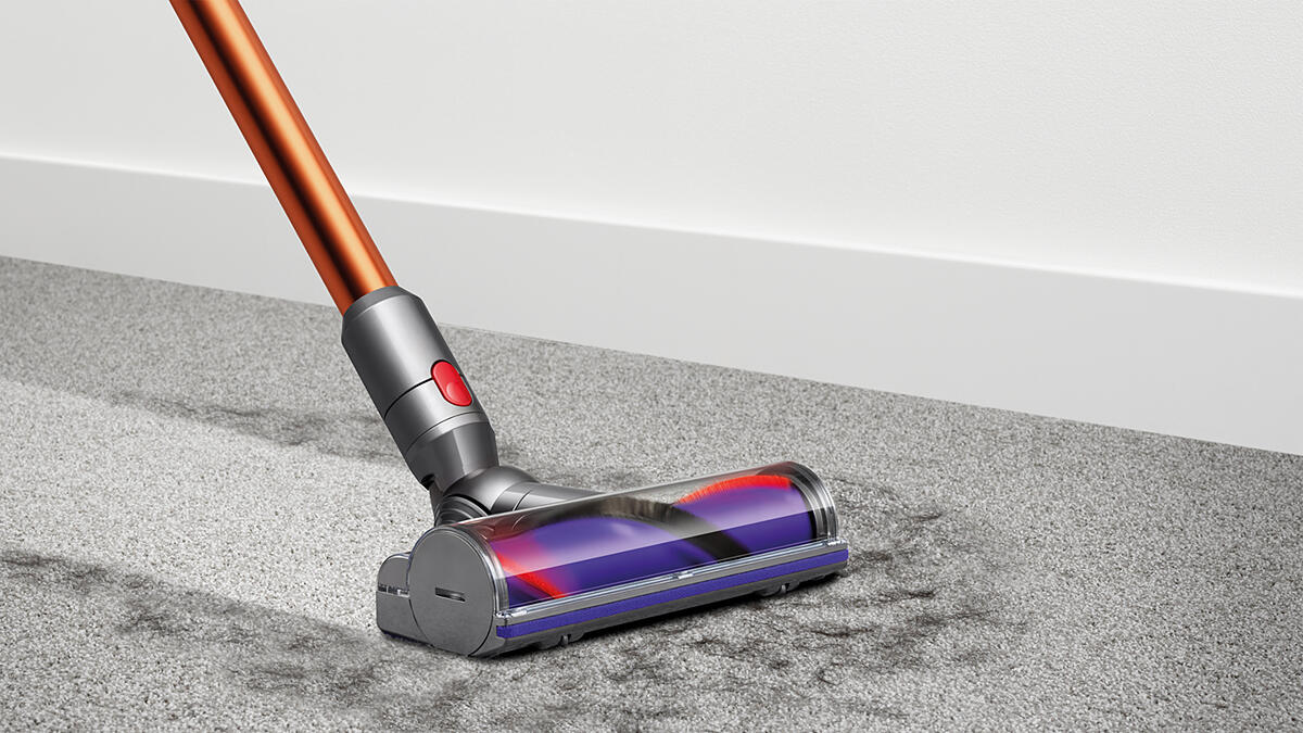 The Dyson Cyclone V10<SUP>TM</SUP> drives more dirt from carpets