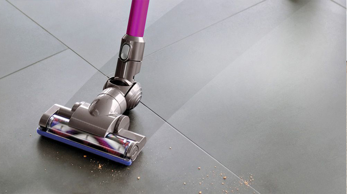 The Dyson DC44 Multi Floor cordless vacuum cleaner. Advanced motorised head with carbon fibre filaments. Double the power of DC35 to drive bristles deeper into the carpet. Carbon fibre filaments remove fine dust from hard floors.