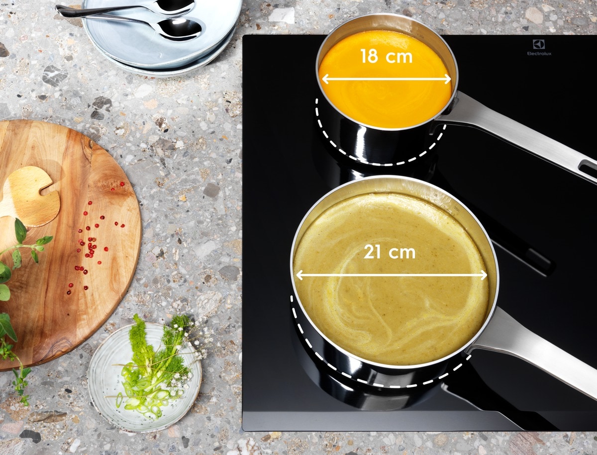 Les zones de cuisson Infinite s'adaptent à vos récipients.
