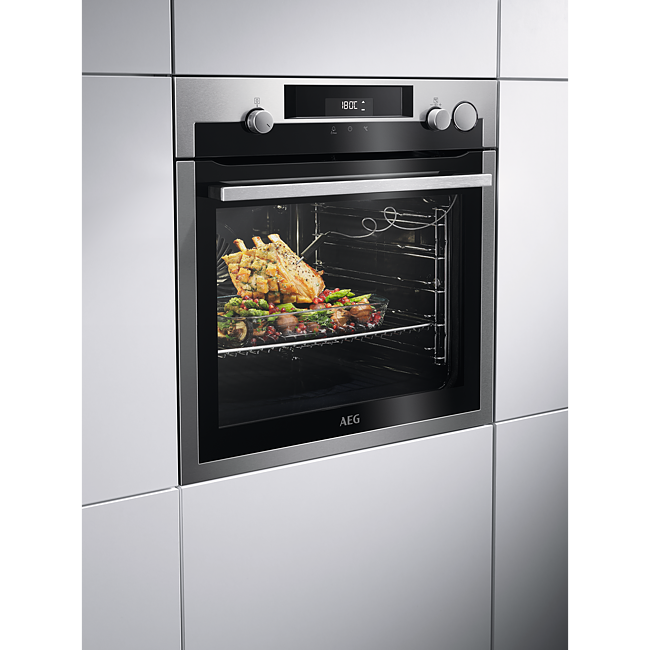 Horno - AEG BSE577321M, Multifunción, Vapor, 72 l, Pirolítico, Sonda Térmica, 60 cm, Inox Antihuellas