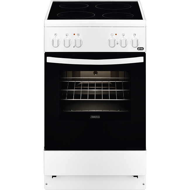 Cocina - Zanussi ZCV540G1WA, Vitrocerámica, Eléctrica, Horno, 5 programas, A, Blanco