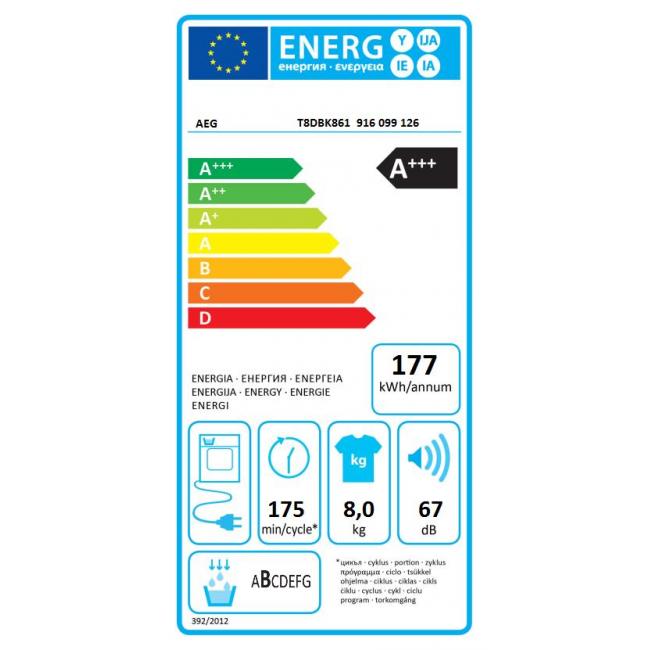 Secadora AEG 8 kg Condensación, Bomba de calor, AbsoluteCare - T8DBK861 ·  El Corte Inglés
