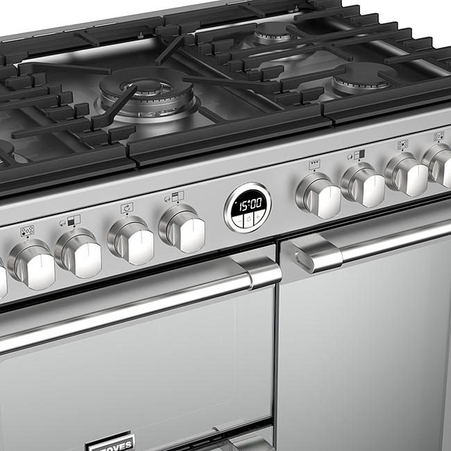 stoves sterling deluxe 90cm dual fuel range cooker