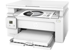 HP LaserJet Pro MFP M130a, Left facing, Closed Dust Cover, with output