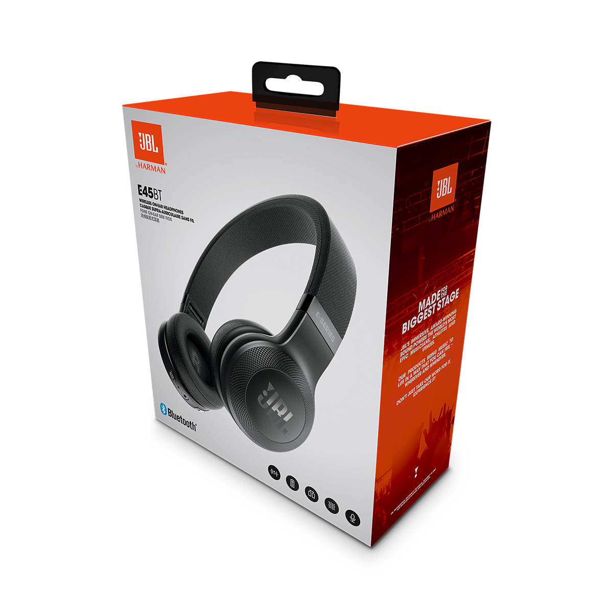 JBL E45BT Headphones with mic onear Bluetooth wireless 3.5