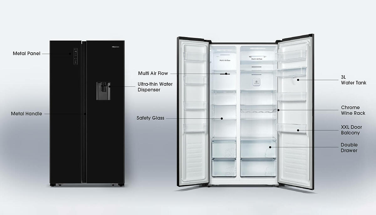 Hisense 514 l SidebySide Fridge/Freezer with Water Dispenser Makro