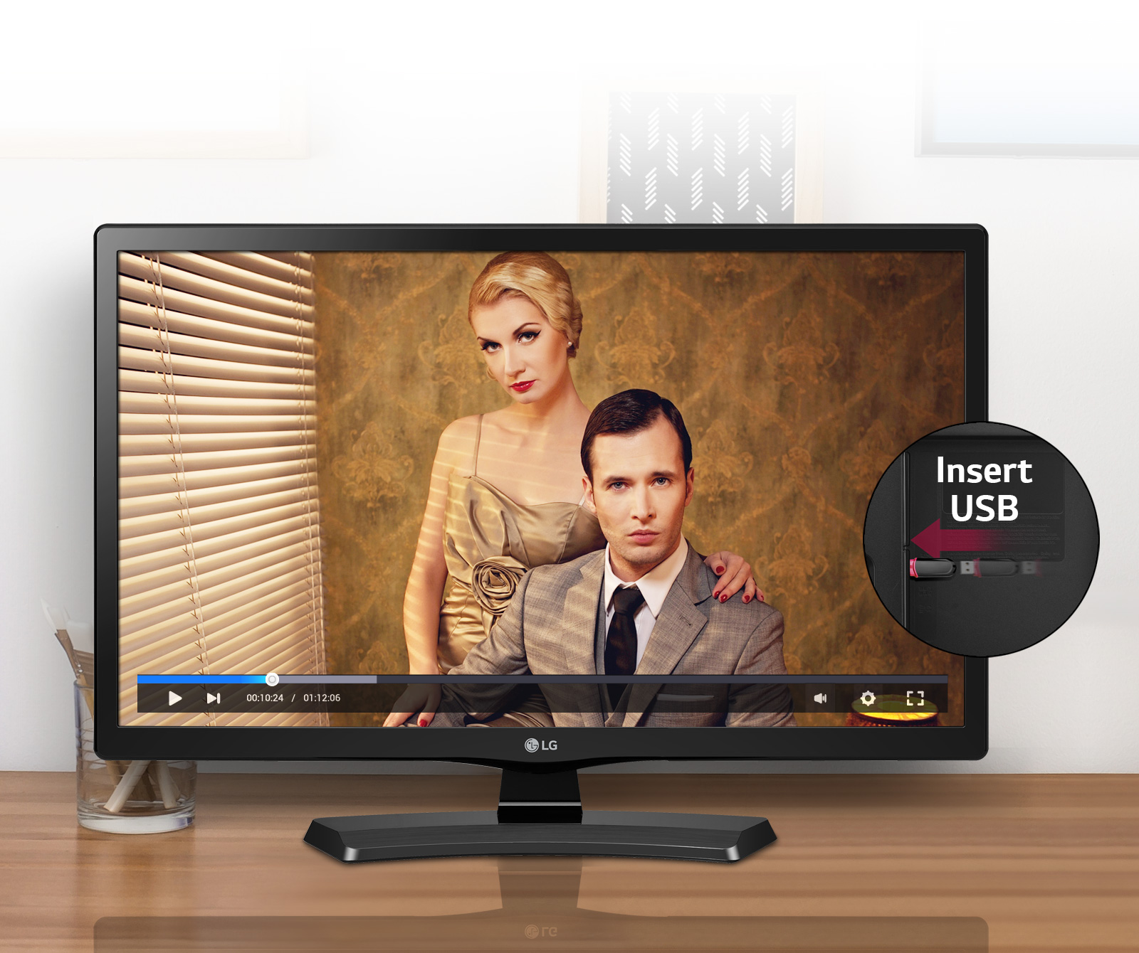 Lg 24mt48vf pz tv led 23,6" hd nero Porta tv a bandiera per angolo