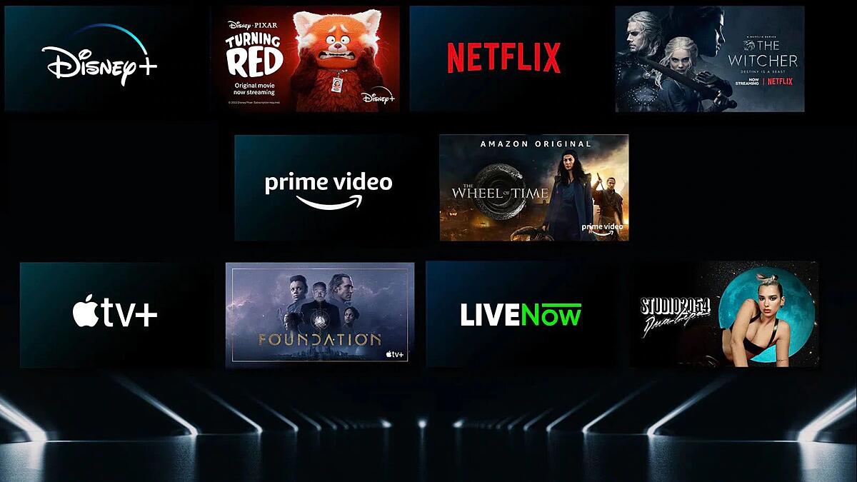 Image showing a variety of OTT services with their respective shows beside each logo.