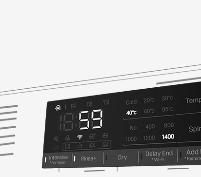 This is an enlarged image of the washing machine panel so that the display can be clearly seen.