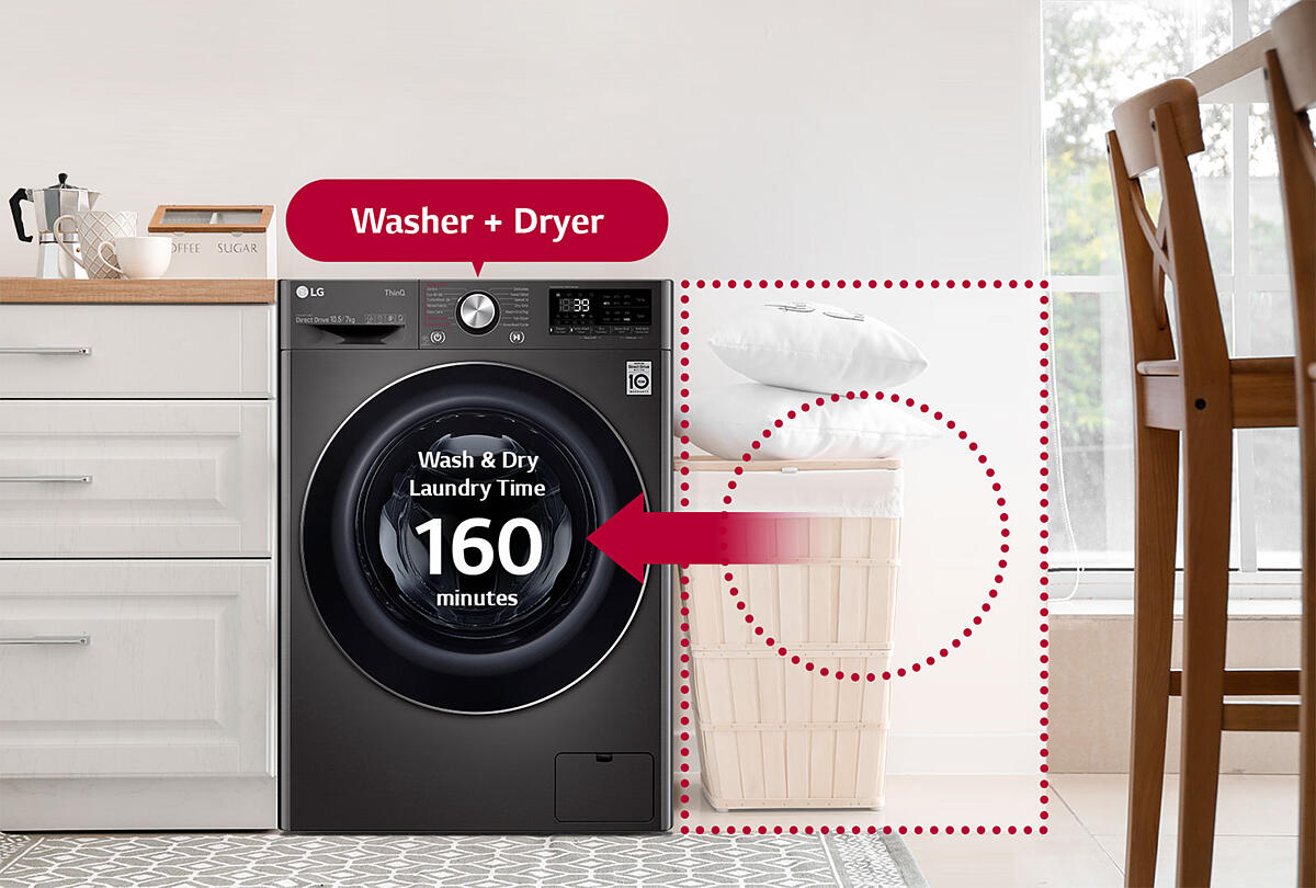 This is an image of an all-in-one product that saves space in the house and washing time.