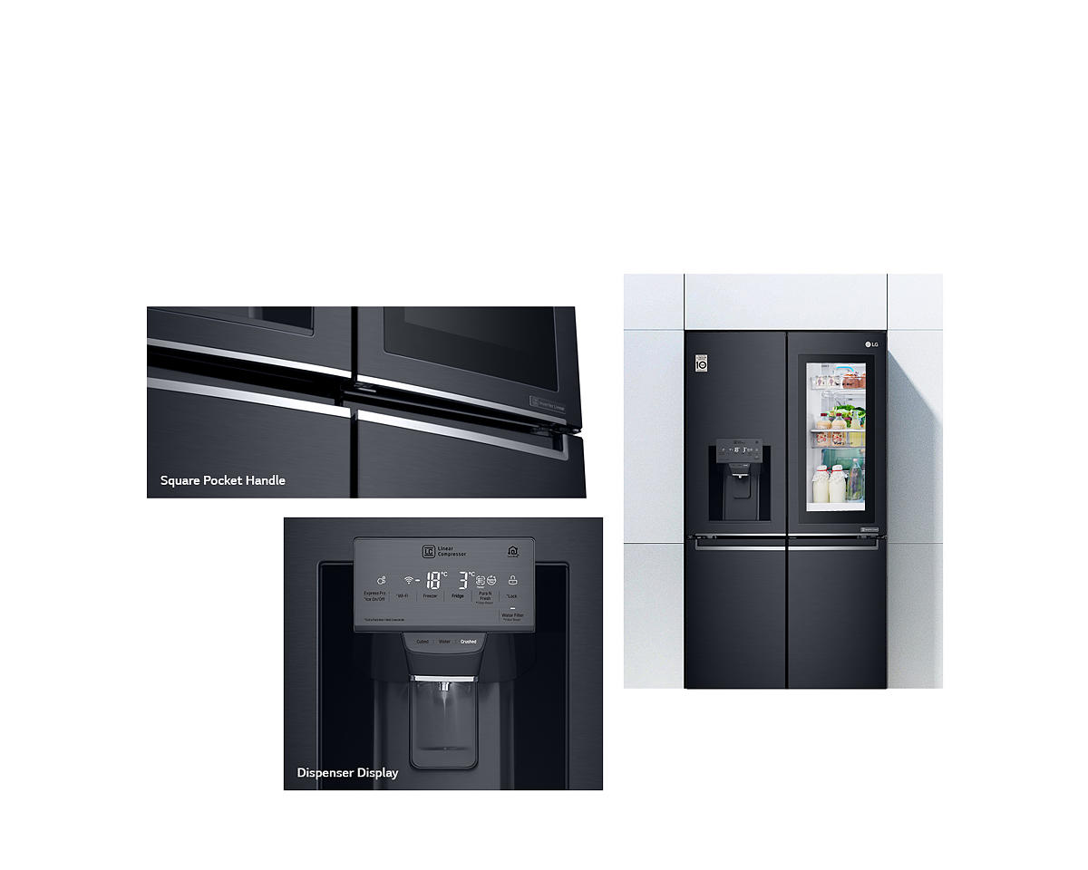 LG 708L InstaView Door-in-Door French Door Fridge - Matte Black_ GF-V708MBSL