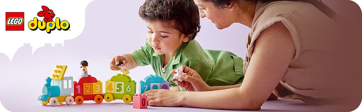 Play-and-learn train with number bricks