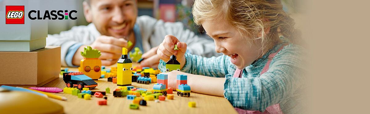 Neon-coloured bricks for creative kids