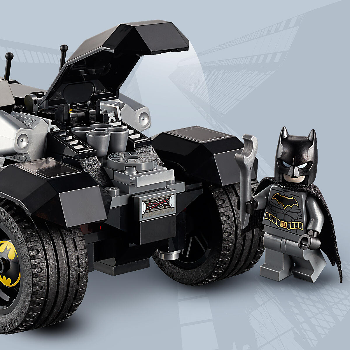 lego dc batman joker's trike chase batmobile playset with action minifigures 76159