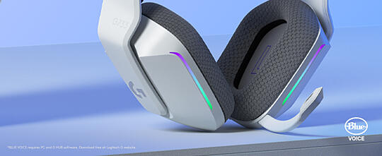Logitech G733 LIGHTSPEED Wireless Gaming Headset with suspension headband,  LIGHTSYNC RGB, Blue VO!CE mic technology and PRO-G audio drivers - White
