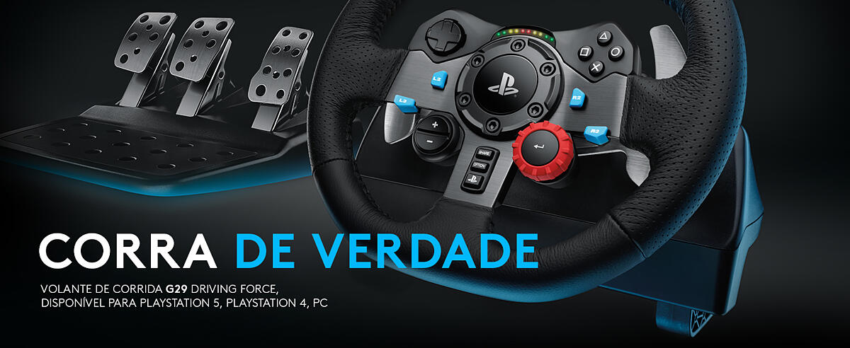 Volante Logitech G29 Driving Force para PS5, PS4, PS3 e PC - 941-000111