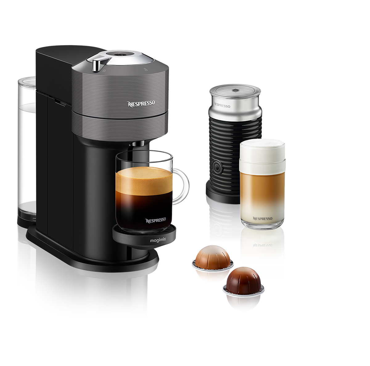 Gewoon Ontwijken ticket Nespresso® Vertuo Next coffee machine by Magimix, Dark Grey & Milk