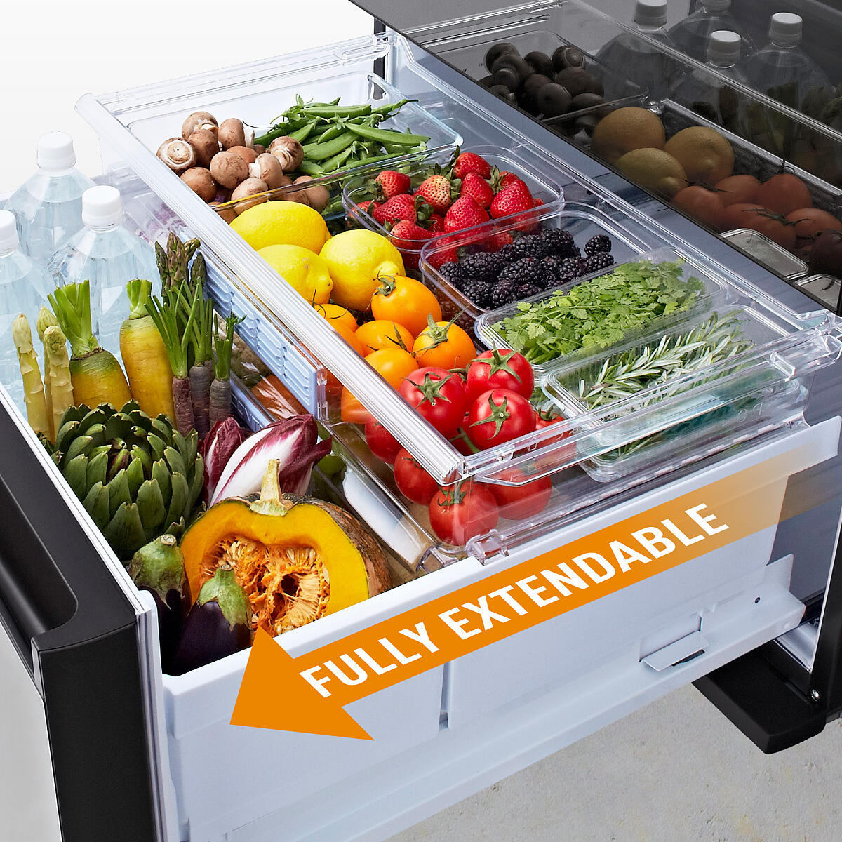 Fully Extendable Vegetable and Freezer Drawers