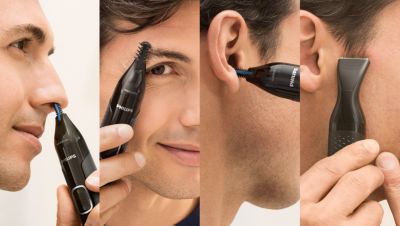 Trim nose, ear, details and eyebrows with total comfort