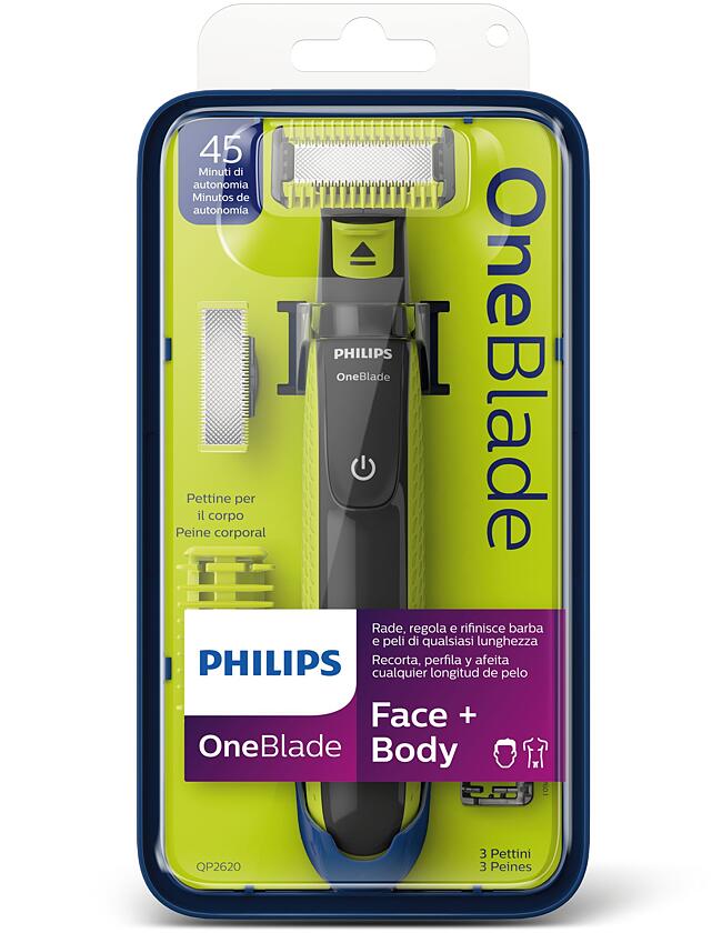 Philips OneBlade Face & Body, Rade, Regola e Rifinisce Qualsiasi