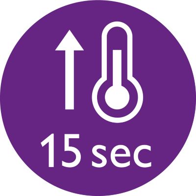 Fast heat-up time of 15 secs