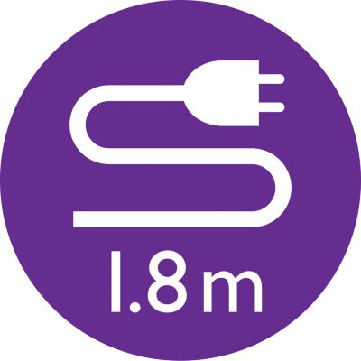 1.8 m cord for maximum flexibility