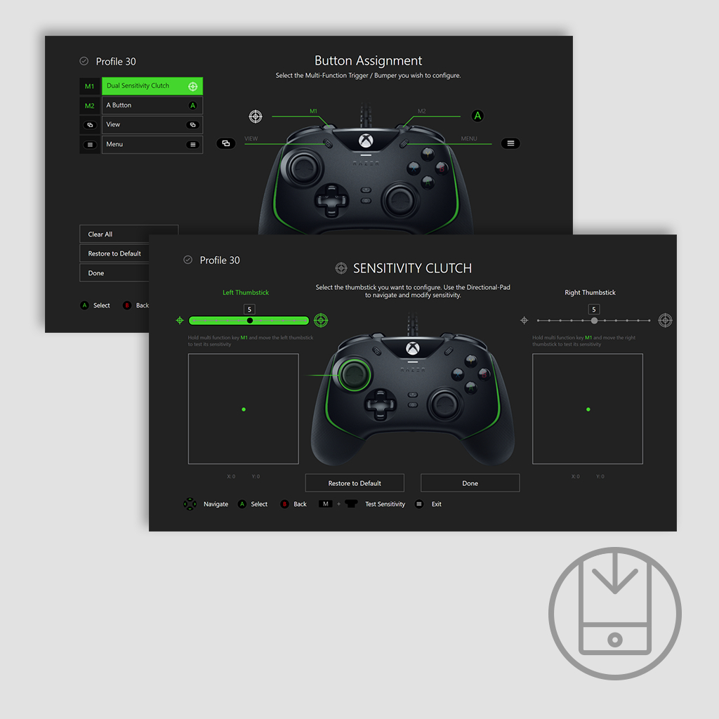 Razer Controller Setup for Xbox for button remapping and profile storage