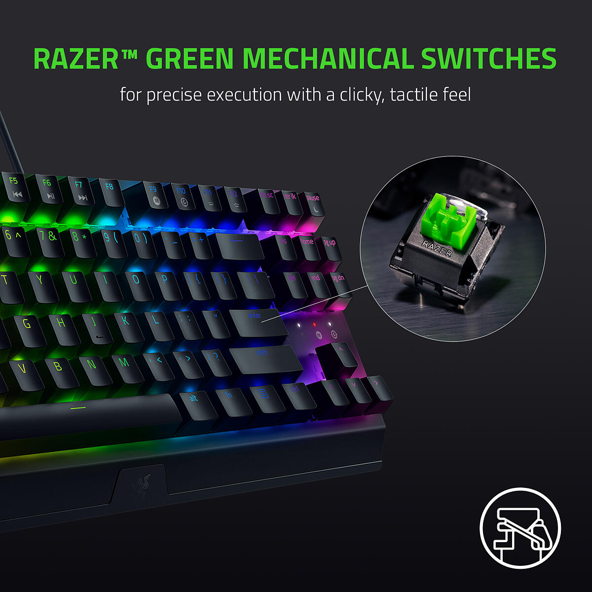 Razer Green Mechanical Switches for precise with a clicky, tactile feel