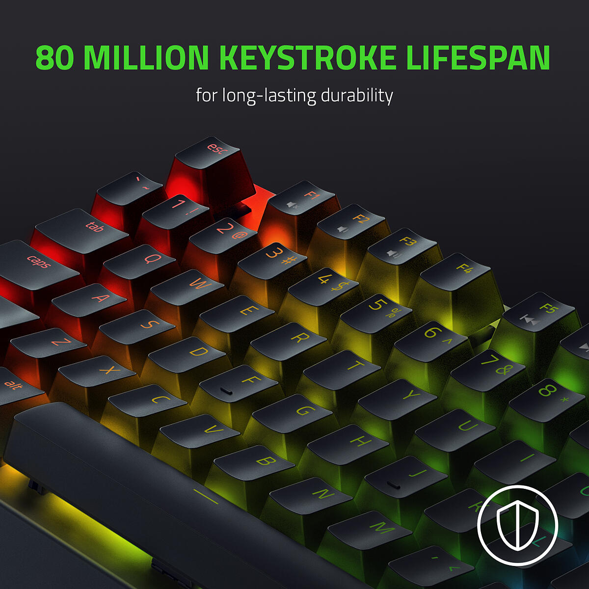 80 million keystroke lifespan for long-lasting durability