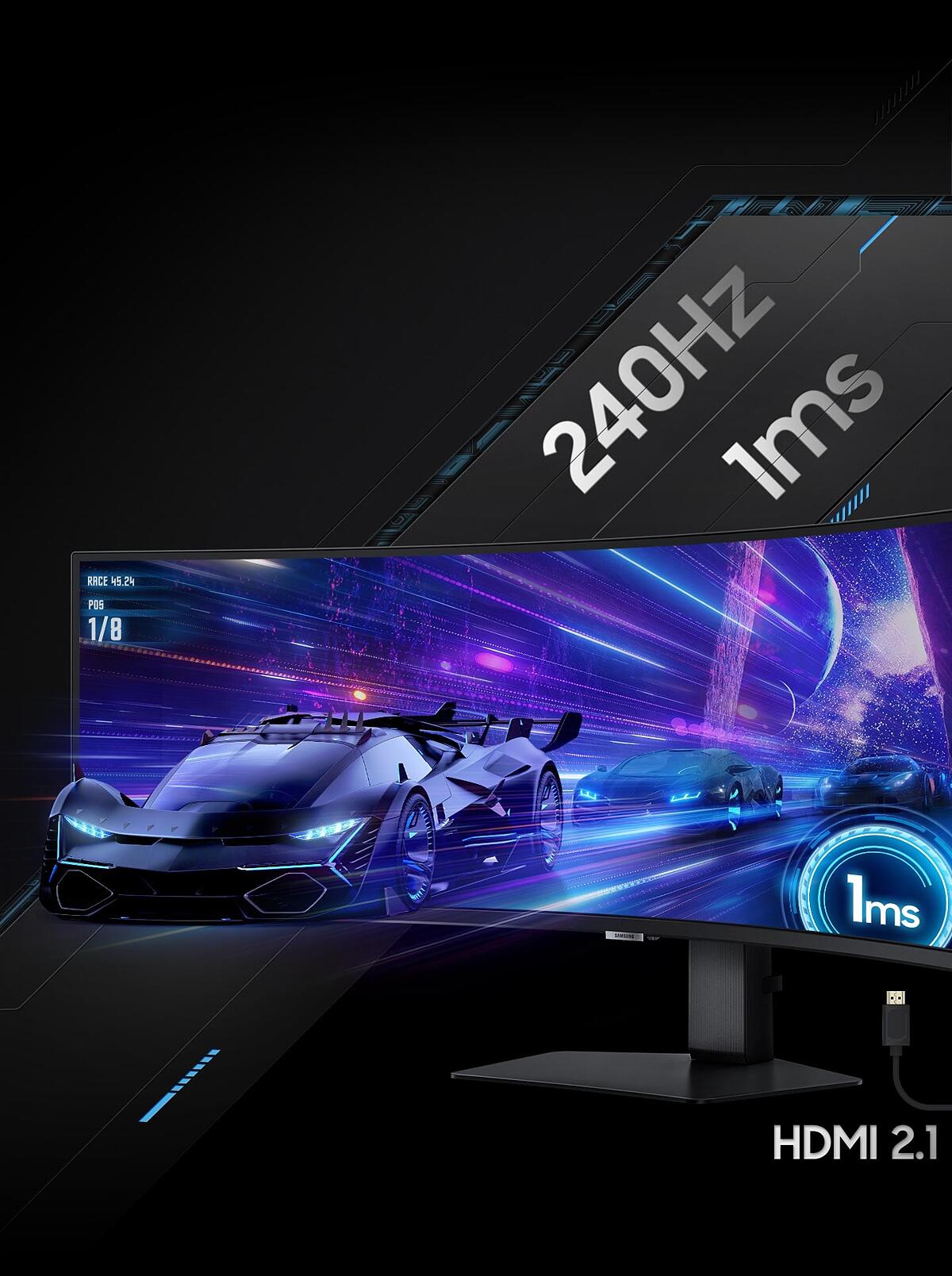 Schnelle Bildwiederholrate von 240 Hz und schnelle Reaktionszeit von 1 ms