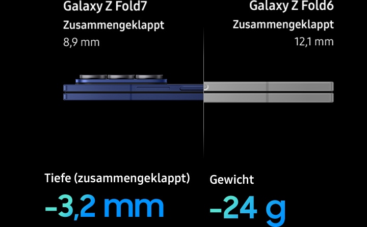 Entdecke, wie schlank und leicht das Galaxy Z Fold7 ist