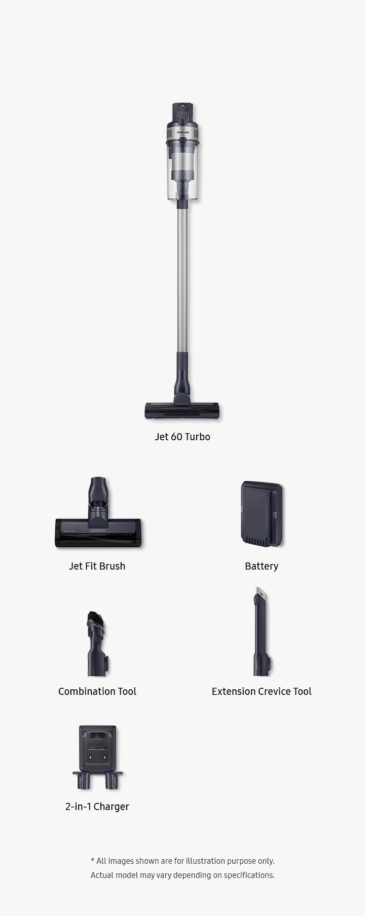 Samsung Jet™ 60 Turbo Cordless Stick Vacuum Cleaner Max 150W Suction Power