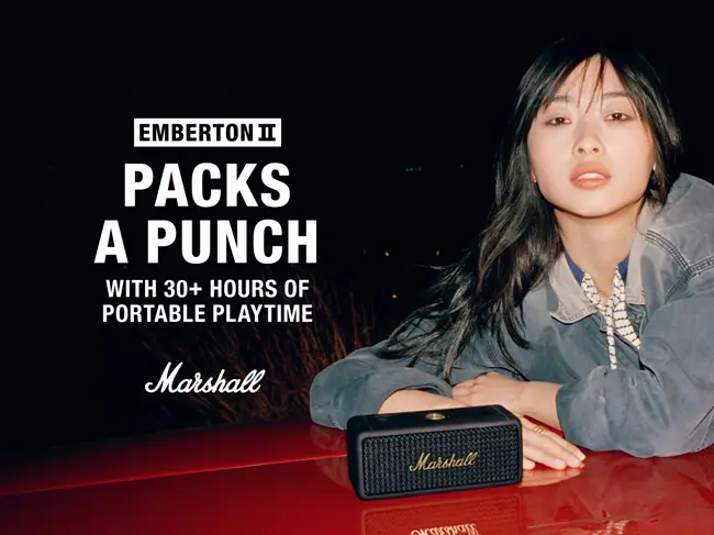 Buy MARSHALL Emberton II Portable Bluetooth Speaker - Black & Brass | Currys