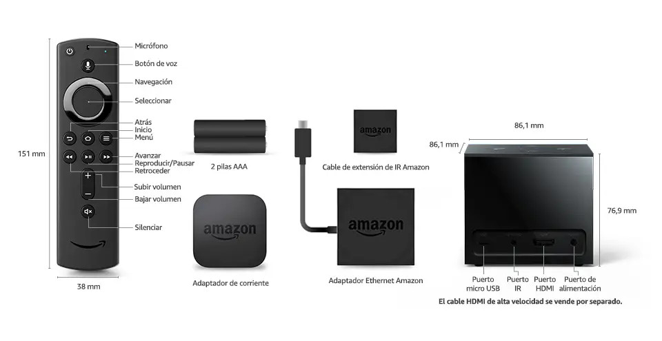 Box Smart TV AMAZON Fire Tv Cube (Android - 4K - 2 GB RAM - Wi-Fi