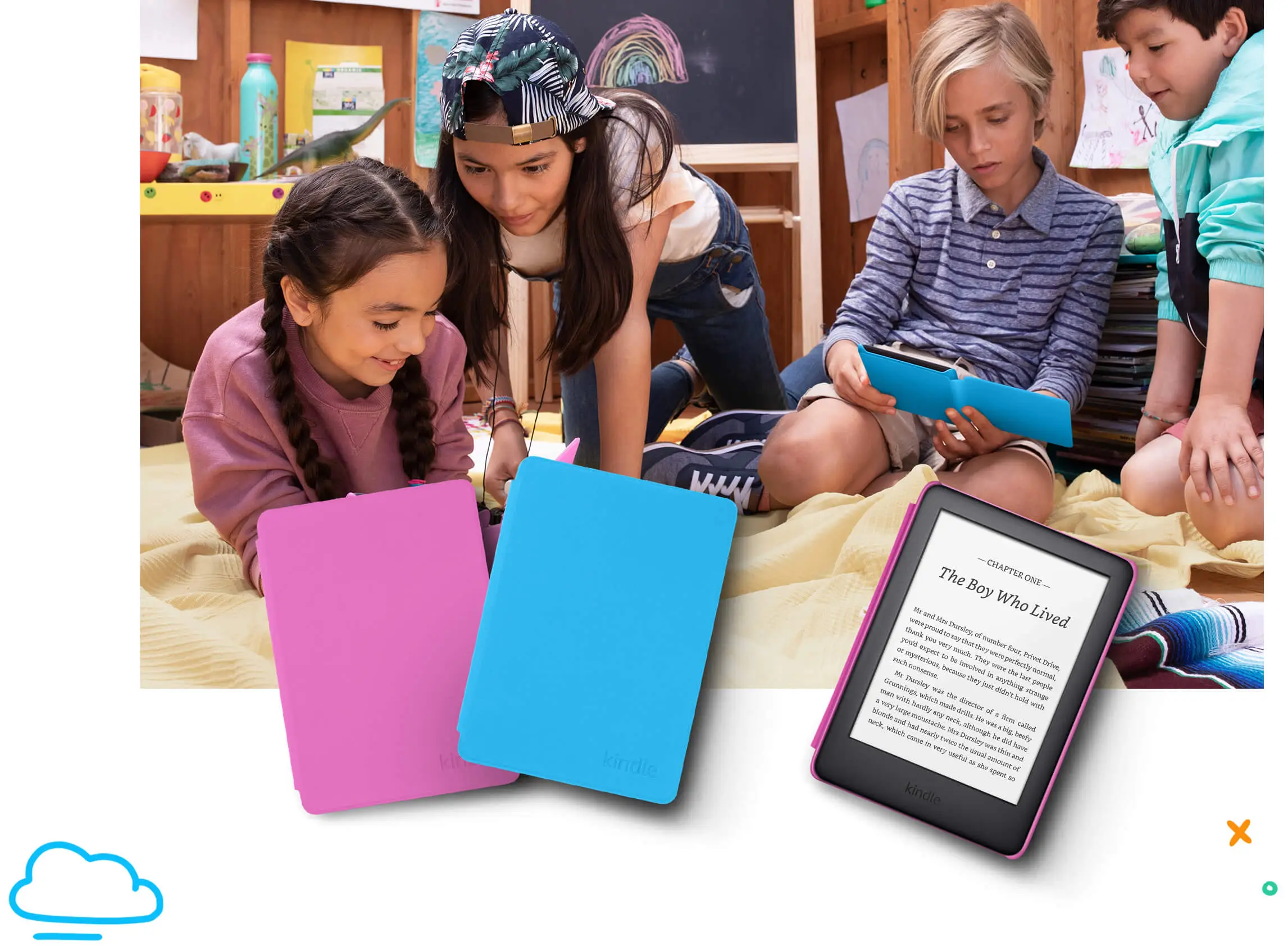 Kindle Kids (2022 release) – If it breaks, we will replace it, includes  ad-free books, cover and adjustable light- Ocean Explorer