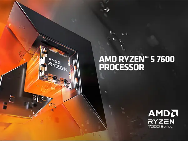AMD Ryzen 5 7600 Processor with Radeon Graphics (6 Cores 12 Threads with  Max Boost Clock of up to 5.1GHz, Base Clock of 3.8GHz, AM5 Socket and 38MB