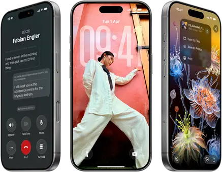 iOS and Apple Intelligence. New look. Smarter features.