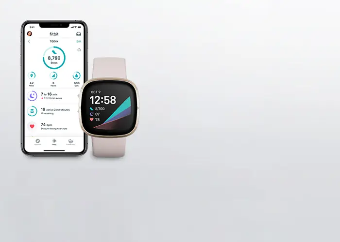Fitbit Sense Smartwatch (Lunar White, Soft Gold) - Challenger