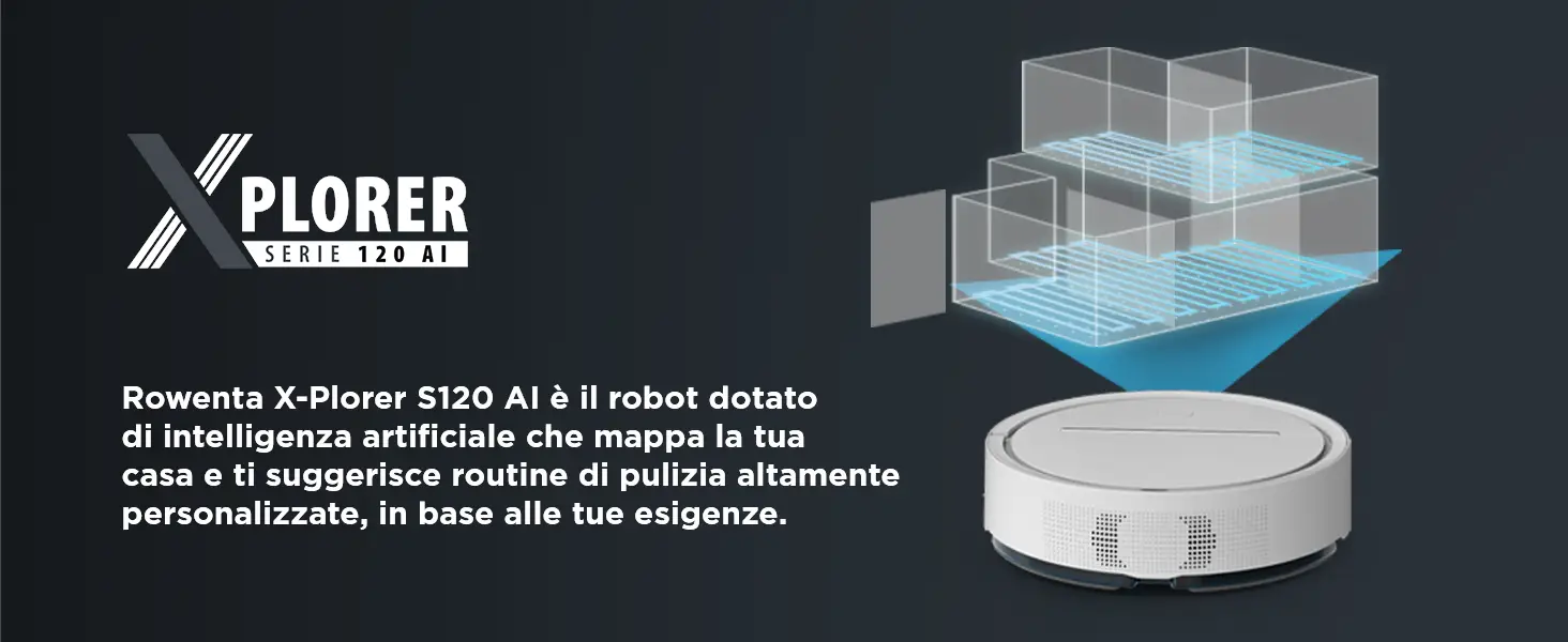 Robot aspirapolvere Rowenta RR7867WH X-plorer serie 120 AI aspira e lava  laser e telecamera con inte - DIMOStore