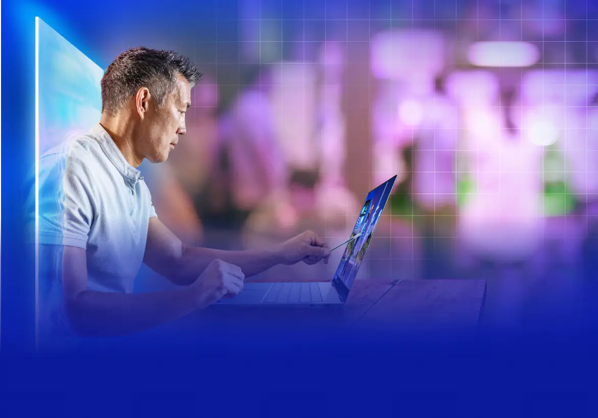 Man working on laptop