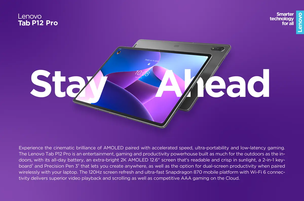 Tablet Lenovo Tab P12 PRO 12.6 256 GB Wifi Android 11 8 GB RAM Negra