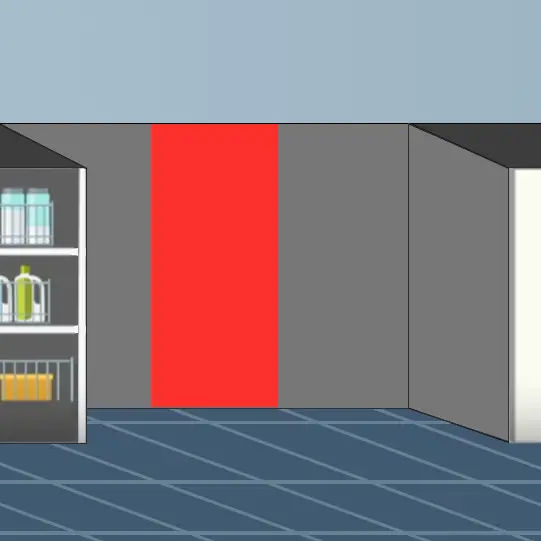 A space for laundry with the center area highlighted.