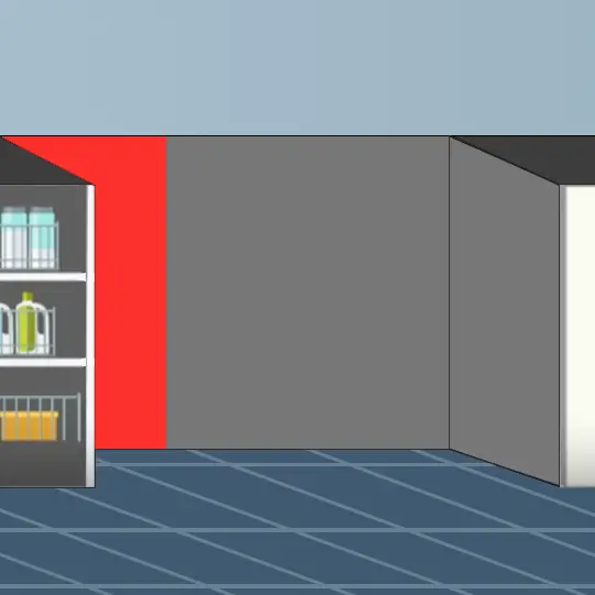 A space for laundry with the left area highlighted.