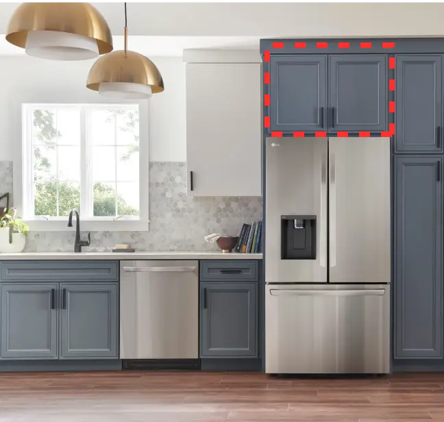 A laundry with a cabinet directly above the laundry.