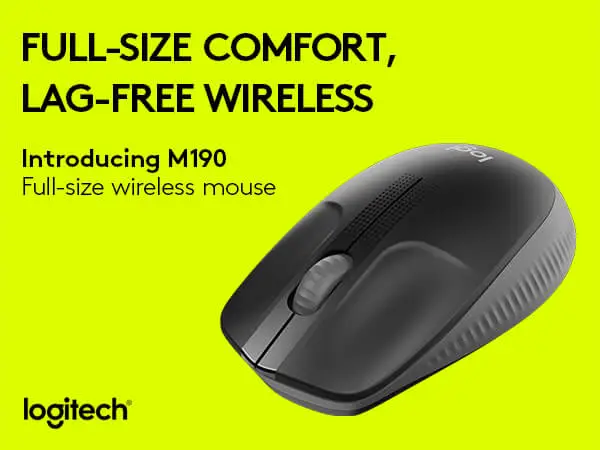  Logitech M190 Wireless Mouse Full Size Comfort Curve Design  1000Dpi Blue